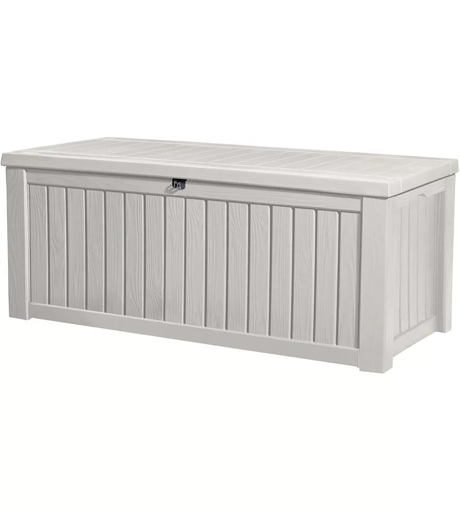 Baule keter "rockwood" in resina bianco, 155x72,4x64,4 cm